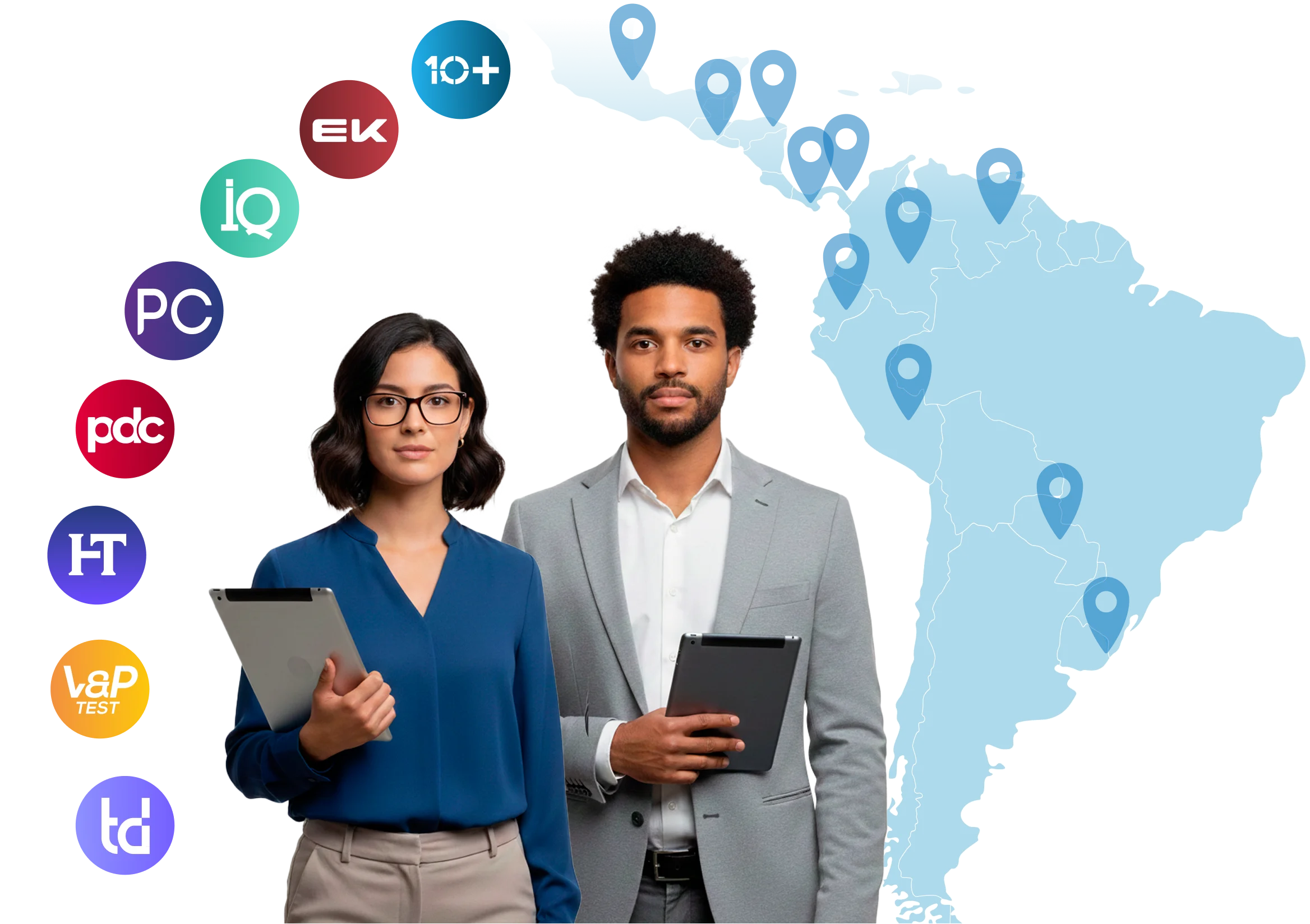 Mapa de Latinoamérica con la presencia de PsicoAlianza y sus soluciones