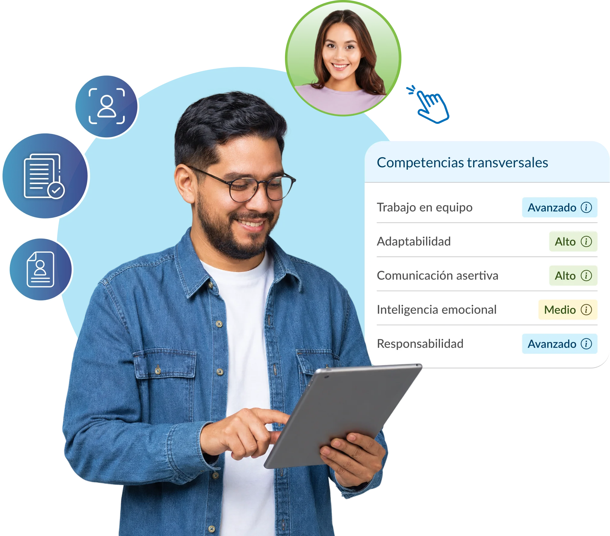 Reporte de competencias transversales de un candidato en la plataforma de PsicoAlianza