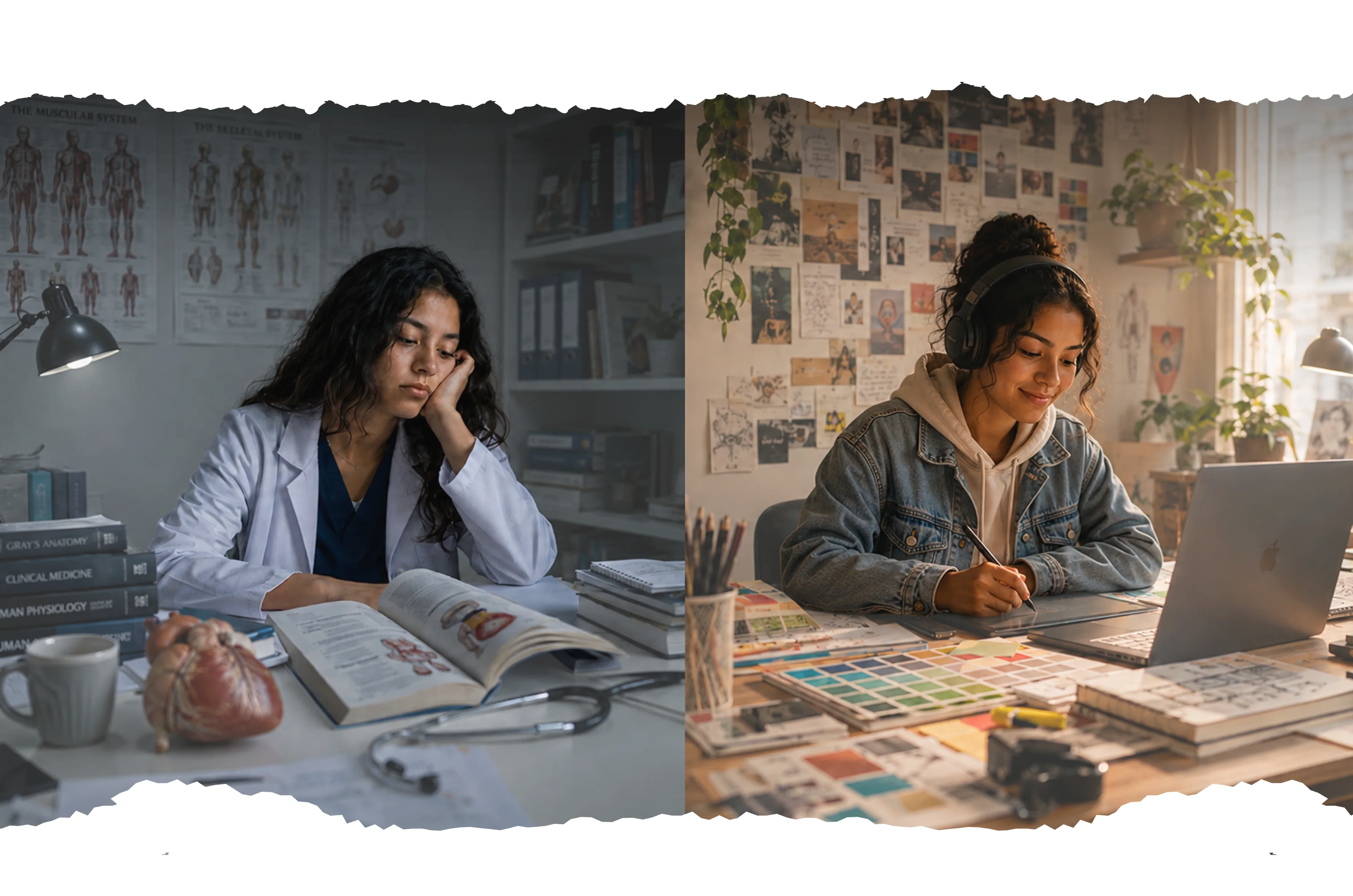 Camila estudiando Medicina, sin motivación, y luego estudiando Diseño Gráfico con más energía