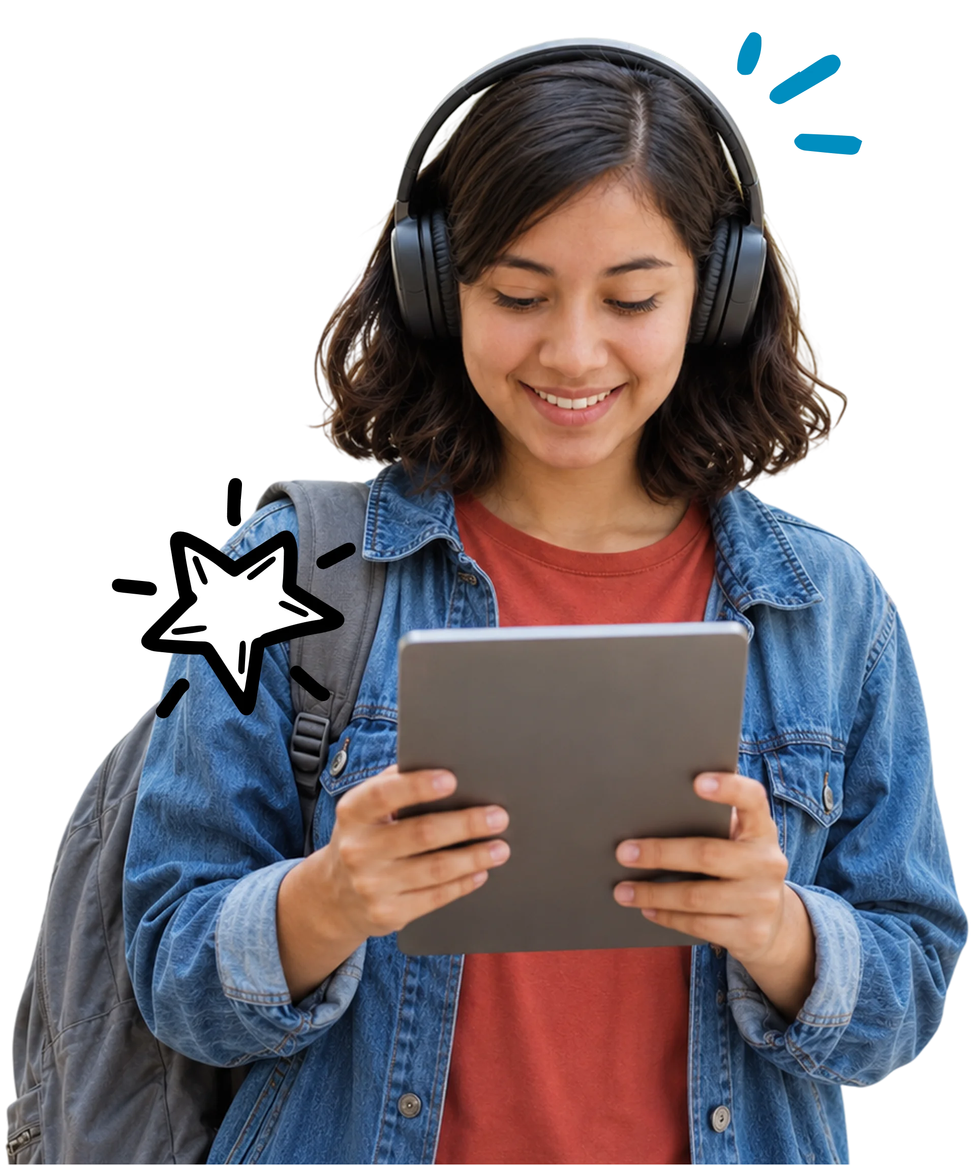 Estudiante revisando su reporte vocacional en una tablet